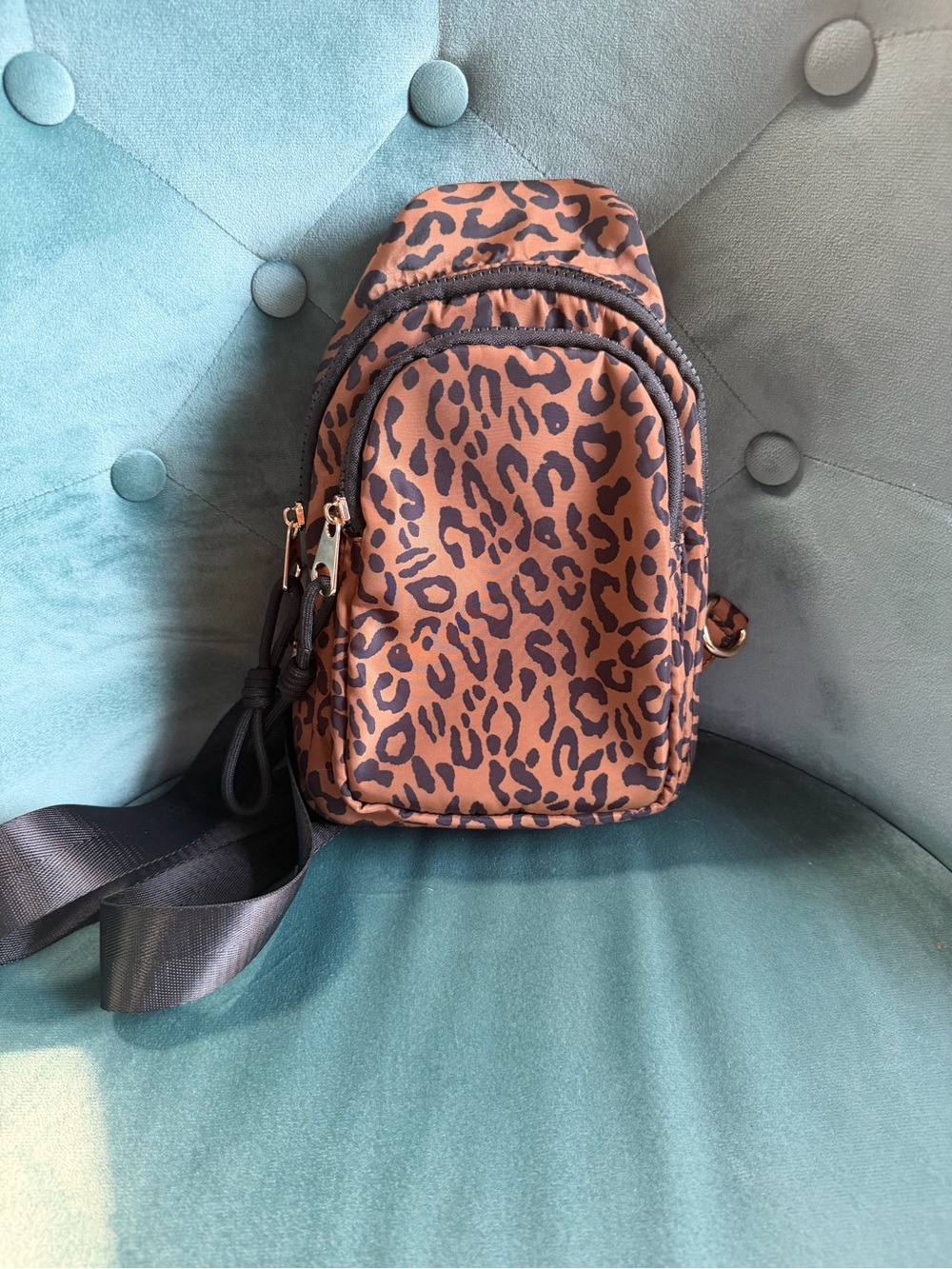 Leopard Print Crossbody Sling Bag - Brown